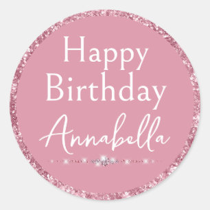 Sticker Rond Joyeux anniversaire Glamour Parties scintillant ro