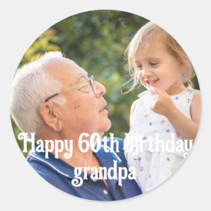 Sticker Rond Joyeux anniversaire grand-père personnalisez la ph