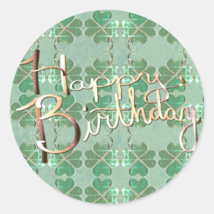 Sticker Rond "Joyeux anniversaire !" Housse à quatre feuilles 
