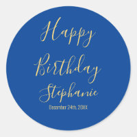 Joyeux Anniversaire Jaune Doré Bleu Nom Personnali