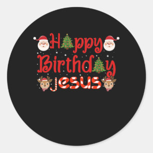 Sticker Rond Joyeux Anniversaire Jésus chrétien Noël laid