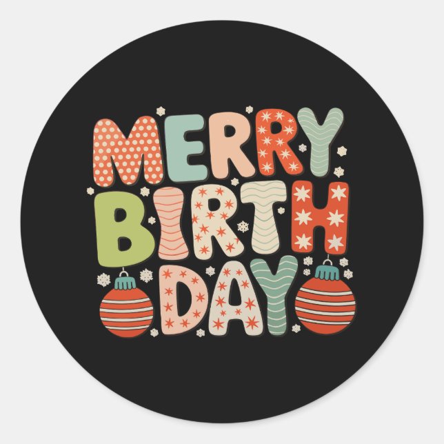 Sticker Rond Joyeux Anniversaire Jour de naissance Mignonne Noë (Devant)