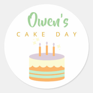 Sticker Rond Joyeux Anniversaire Jour du gâteau Nom personnalis