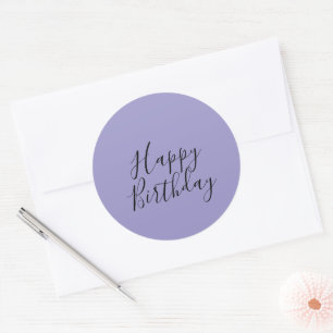 Sticker Rond Joyeux Anniversaire Lavande Purple Couleur Personn