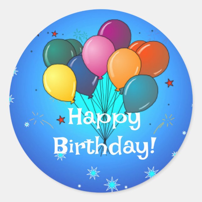 Sticker Rond Joyeux anniversaire...l'heure de la fête ! (Devant)