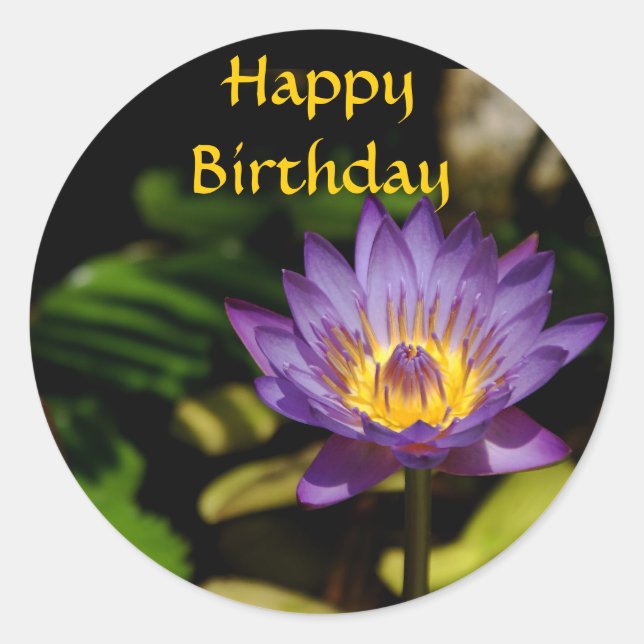Sticker Rond Joyeux Anniversaire, Lys D'Eau (Devant)