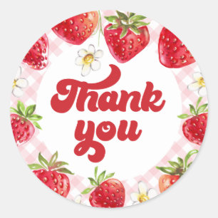 Sticker Rond Joyeux Anniversaire Merci Strawberry Berry Sucré