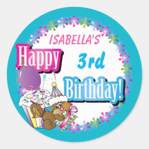 Sticker Rond Joyeux Anniversaire mignon écureuil de Cupcake   Â