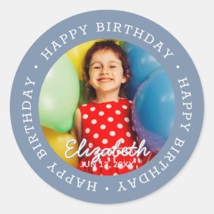 Sticker Rond Joyeux Anniversaire Moderne Simple Préparatoire Am