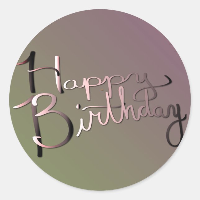 Sticker Rond "Joyeux anniversaire !" Moss de prune rayonnée man (Devant)