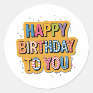 Sticker Rond Joyeux Anniversaire Motif