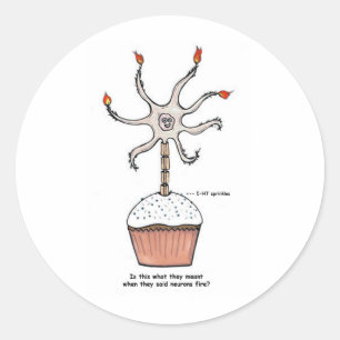 Sticker Rond Joyeux anniversaire Neuron Cupcake