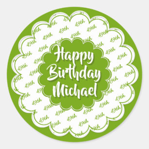 Sticker Rond Joyeux anniversaire N'importe quel âge Numéro Moti