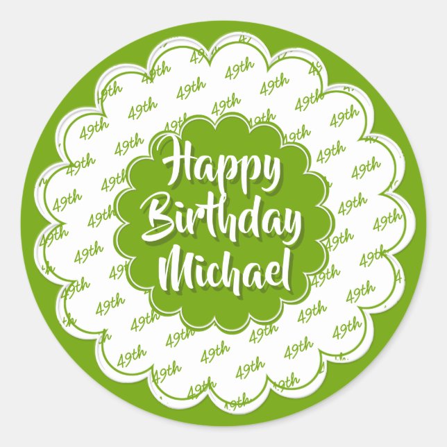 Sticker Rond Joyeux anniversaire N'importe quel âge Numéro Moti (Devant)