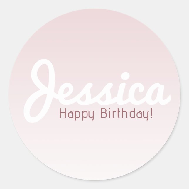 Sticker Rond Joyeux anniversaire, Nom personnalisable | Rose Om (Devant)