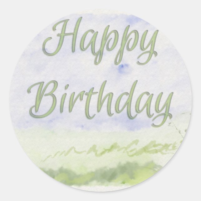 Sticker Rond Joyeux Anniversaire (Peint) (Devant)