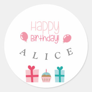 Sticker Rond Joyeux Anniversaire Personnalisé