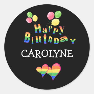 Sticker Rond Joyeux anniversaire personnalisé LGBTQ+