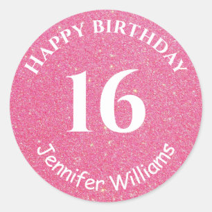 Sticker Rond Joyeux anniversaire Personnalisé Nom Age Année P