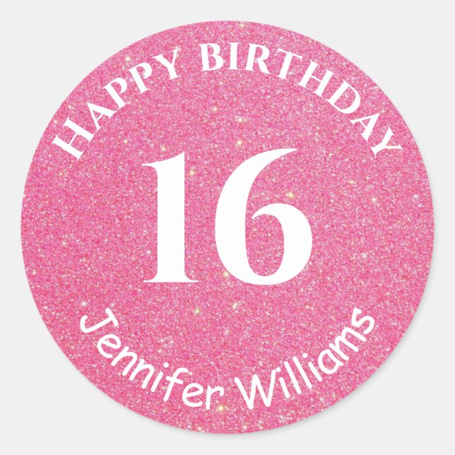 Sticker Rond Joyeux anniversaire Personnalisé Nom Age Année Par (Devant)