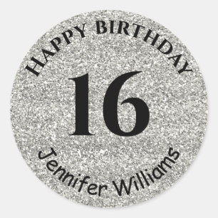 Sticker Rond Joyeux anniversaire Personnalisé Nom Age Année Par