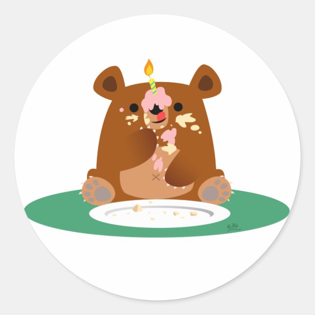 Sticker Rond Joyeux anniversaire, petit ours ! ! (Devant)