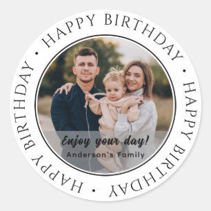 Sticker Rond Joyeux anniversaire   Photo classique simple perso