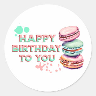 Sticker Rond Joyeux Anniversaire Pour Vous   Macaron
