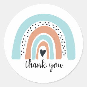 Sticker Rond Joyeux anniversaire Rainbow Blue Peach