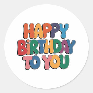 Sticker Rond Joyeux anniversaire rétro