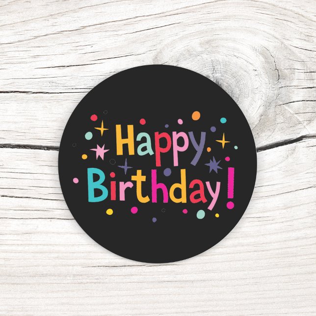 Sticker Rond Joyeux anniversaire (Retro) (Happy Birthday (Retro) Classic Round Sticker)
