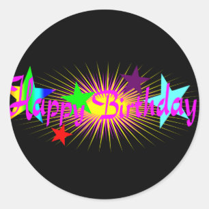 Sticker Rond Joyeux anniversaire rose coloré