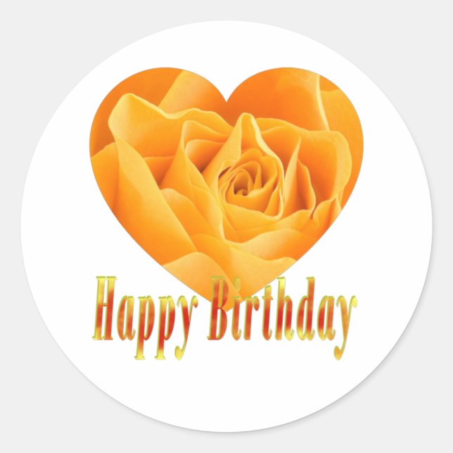 Sticker Rond Joyeux anniversaire rose jaune coeur1 (Devant)