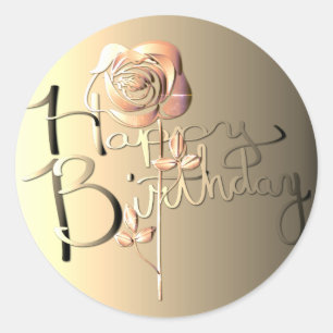 Sticker Rond "Joyeux anniversaire !" Sepia Vendredi Rose