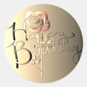 Sticker Rond "Joyeux anniversaire !" Sepia Vendredi Rose écrit 