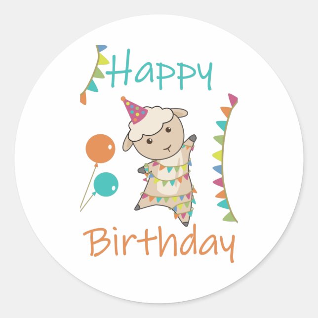 Sticker Rond Joyeux Anniversaire Souhaite À Vous Moutons De Bea (Devant)