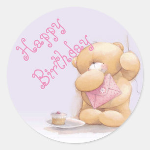 Sticker Rond Joyeux anniversaire/Stickers/Ours en peluche