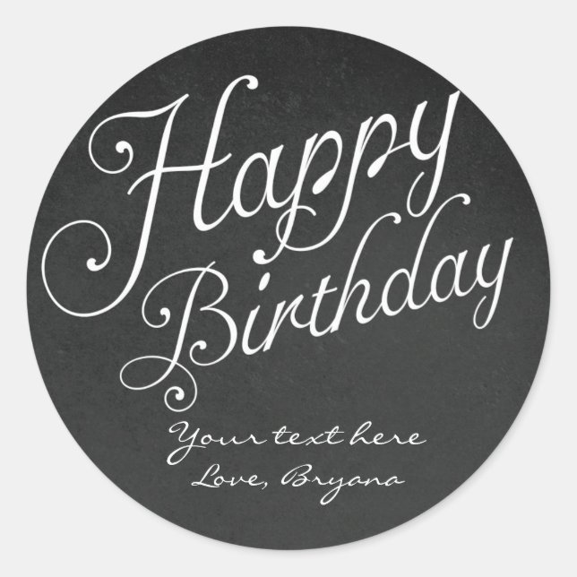 Sticker Rond Joyeux anniversaire type Tableau noir Craie Autoco (Devant)