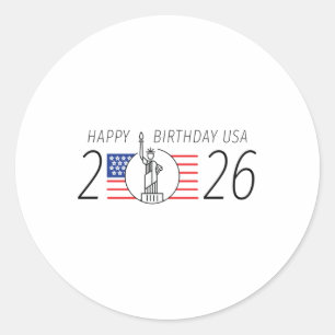 Sticker Rond Joyeux anniversaire Usa - 2026 Jour de l'Indépenda