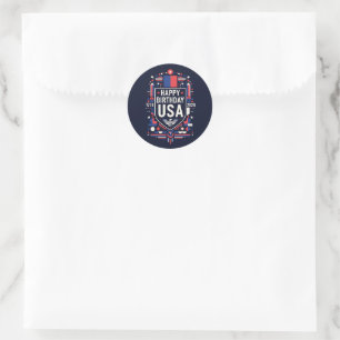 Sticker Rond Joyeux Anniversaire USA 250