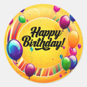 Sticker Rond Joyeux Anniversaire Vibrant