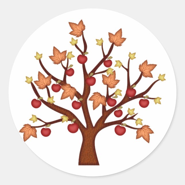 Sticker Rond Joyeux arbre d'automne (Devant)