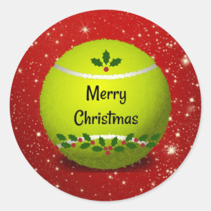 Sticker Rond Joyeux bal de tennis de Noël