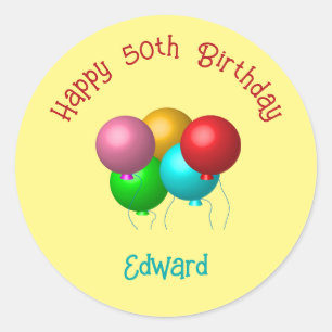 Sticker Rond Joyeux Ballons d'anniversaire Année de texte perso