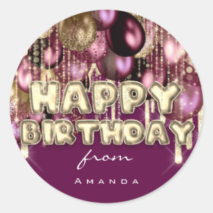 Sticker Rond Joyeux BALLONS D'Or D'Argent Bourgogne VIP