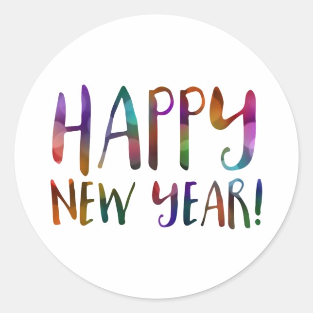 Sticker Rond joyeux bokeh nouvelle année (Devant)