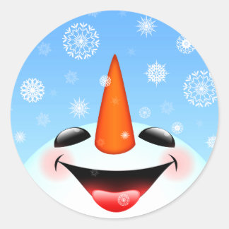 Sticker Rond Joyeux bonhomme de neige