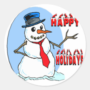 Sticker Rond Joyeux bonhomme de neige