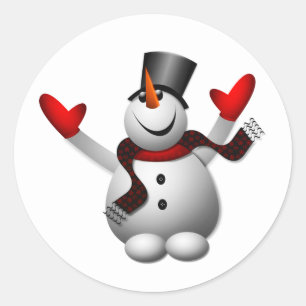 Sticker Rond Joyeux bonhomme de neige