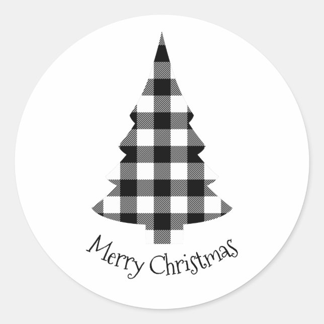 Sticker Rond Joyeux Buffalo de Noël Plaid Russe Noël (Devant)